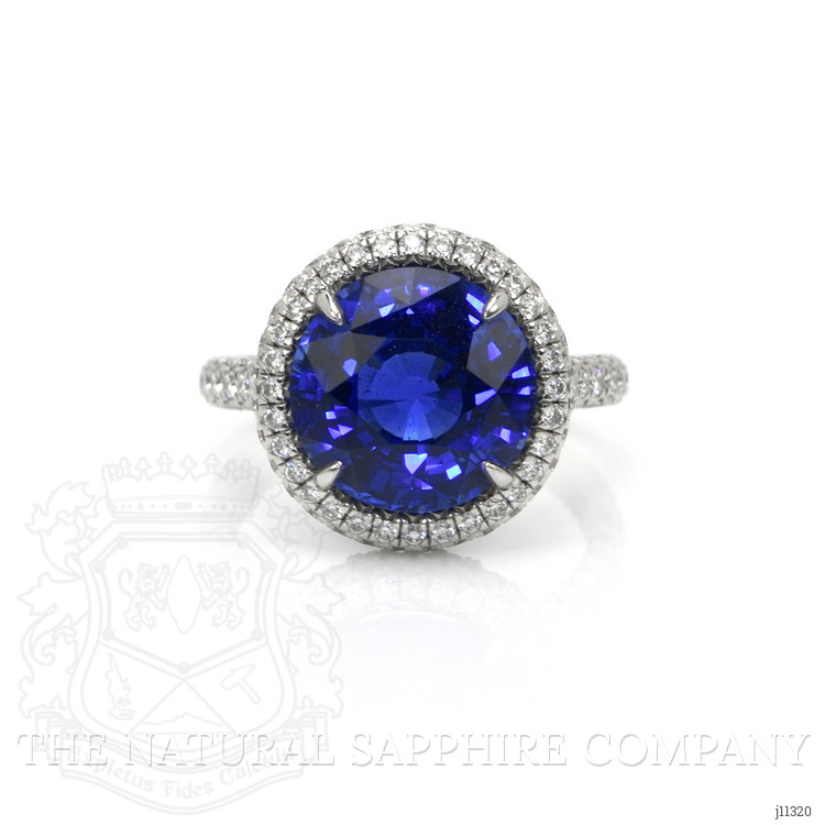 6.01 Ct. Blue Sapphire and Natural Diamond Pave Ring, Platinum 950