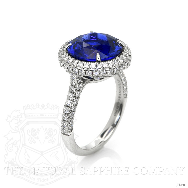 6.01 Ct. Blue Sapphire and Natural Diamond Pave Ring, Platinum 950