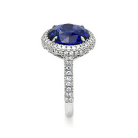6.01 Ct. Blue Sapphire and Natural Diamond Pave Ring, Platinum 950 Image