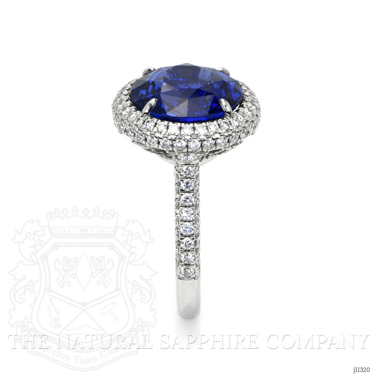 6.01 Ct. Blue Sapphire and Natural Diamond Pave Ring, Platinum 950