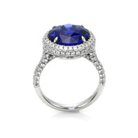 6.01 Ct. Blue Sapphire and Natural Diamond Pave Ring, Platinum 950 Image