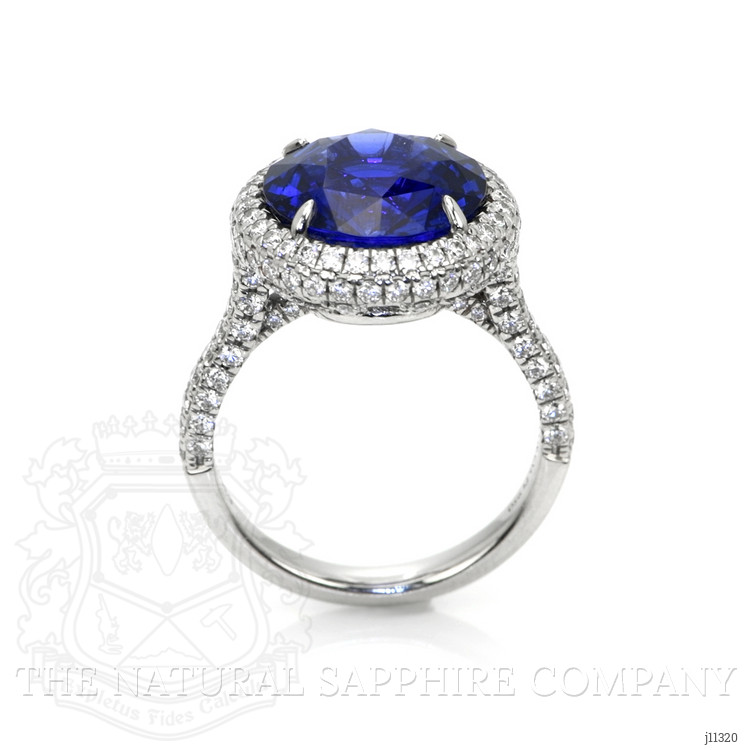 6.01 Ct. Blue Sapphire and Natural Diamond Pave Ring, Platinum 950