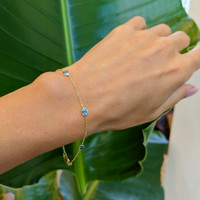 1.50 Ct.Tw. Topaz Tennis/Riviere Bracelet, 14K Yellow Gold Life Style