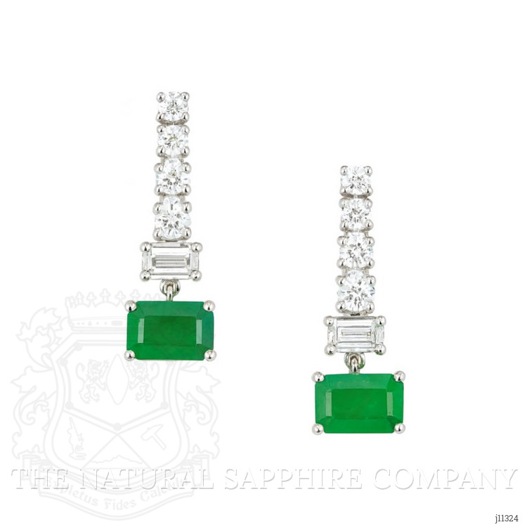 1.11 Ct.Tw. Emerald Natural Diamond Pave Earrings, 14K White Gold