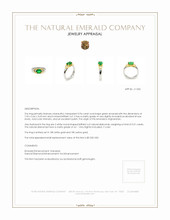 0.96 Ct. Emerald Natural Diamond Three Stone Ring, 18K White & Yellow Appraisal