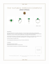 1.62 Ct. Emerald Natural Diamond Three Stone Ring, Platinum 950 Appraisal