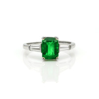 1.62 Ct. Emerald Natural Diamond Three Stone Ring, Platinum 950 Video