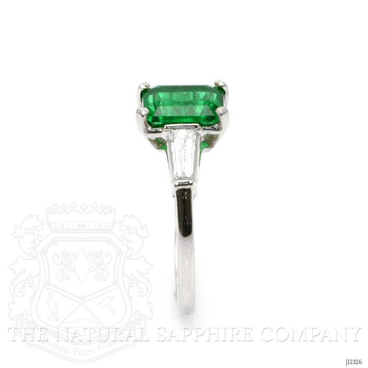 1.62 Ct. Emerald Natural Diamond Three Stone Ring, Platinum 950