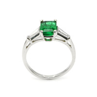 1.62 Ct. Emerald Natural Diamond Three Stone Ring, Platinum 950 Image