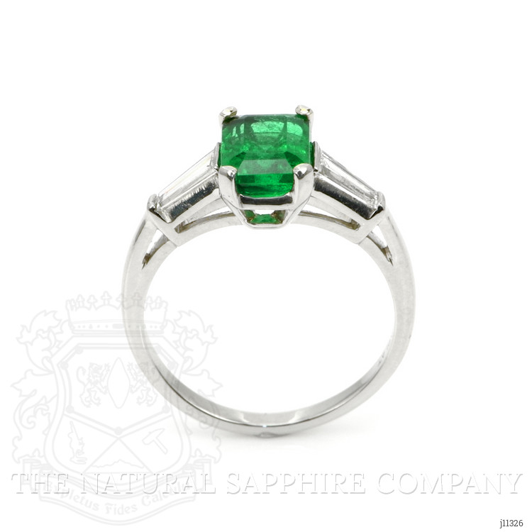 1.62 Ct. Emerald Natural Diamond Three Stone Ring, Platinum 950