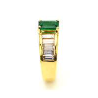 0.81 Ct. Emerald Natural Diamond Accent Stones Ring, 18K Yellow Gold Image