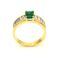 0.81 Ct. Emerald Natural Diamond Accent Stones Ring, 18K Yellow Gold Image