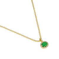 2.18 Ct. Emerald Natural Diamond Pave Pendant, 18K Yellow Gold Image
