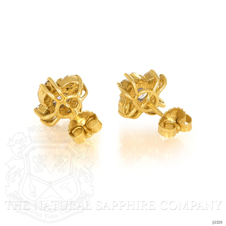 1.51 Ct.Tw. Blue Sapphire and Natural Diamond Studs Earrings, 18K Yellow Gold