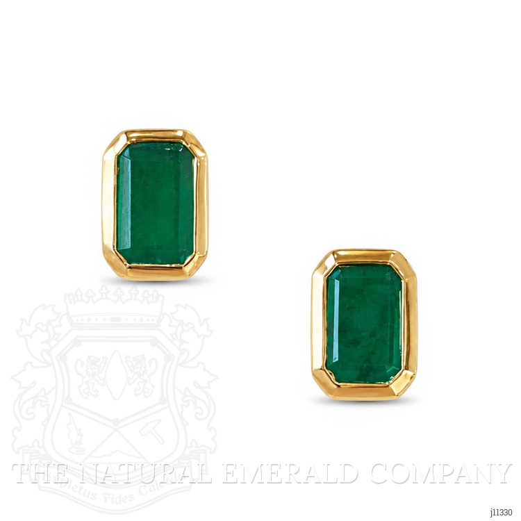 1.03 Ct.Tw. Emerald Studs Earrings, 14K Yellow Gold