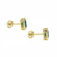 1.03 Ct.Tw.Total Carat Weight Emerald Studs Earrings, 14K Yellow Gold Image