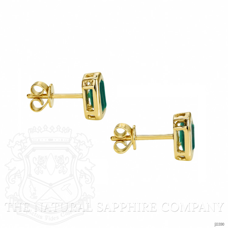 1.03 Ct.Tw. Emerald Studs Earrings, 14K Yellow Gold