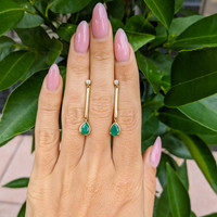 1.38 Ct.Tw. Emerald Natural Diamond Drops Earrings, 14K Yellow Gold Life Style