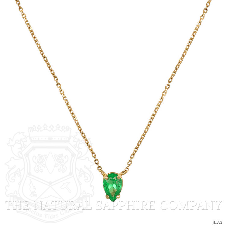 0.44 Ct. Emerald Solitaire Necklace, 14K Yellow Gold