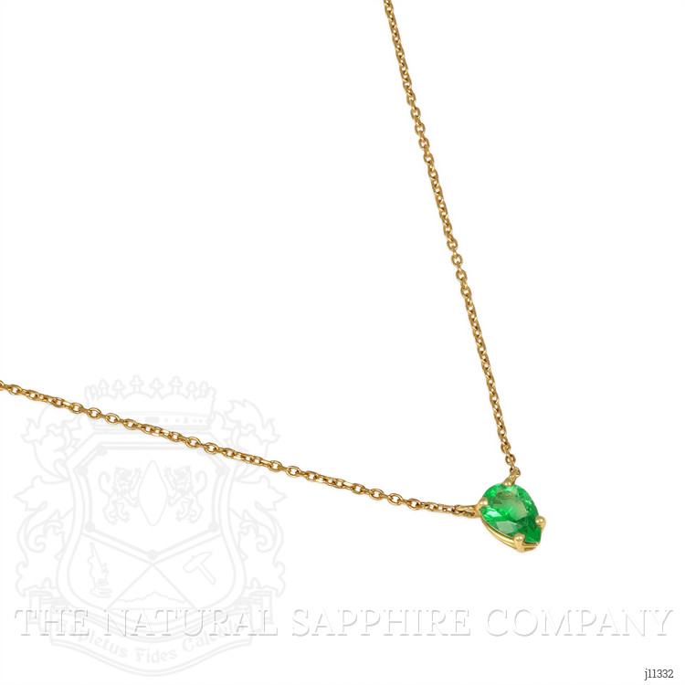0.44 Ct. Emerald Solitaire Necklace, 14K Yellow Gold