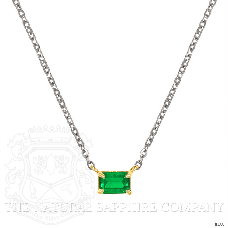 0.53 Ct. Emerald Solitaire Necklace, 14K Yellow Gold