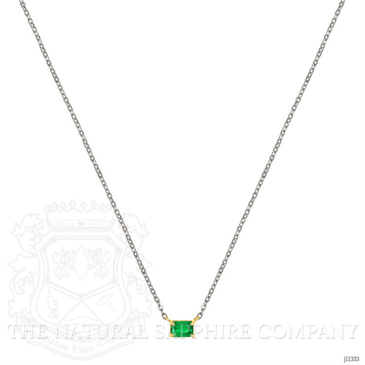 0.53 Ct. Emerald Solitaire Necklace, 14K Yellow Gold