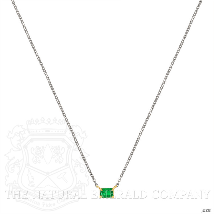 0.53 Ct. Emerald Solitaire Necklace, 14K Yellow Gold