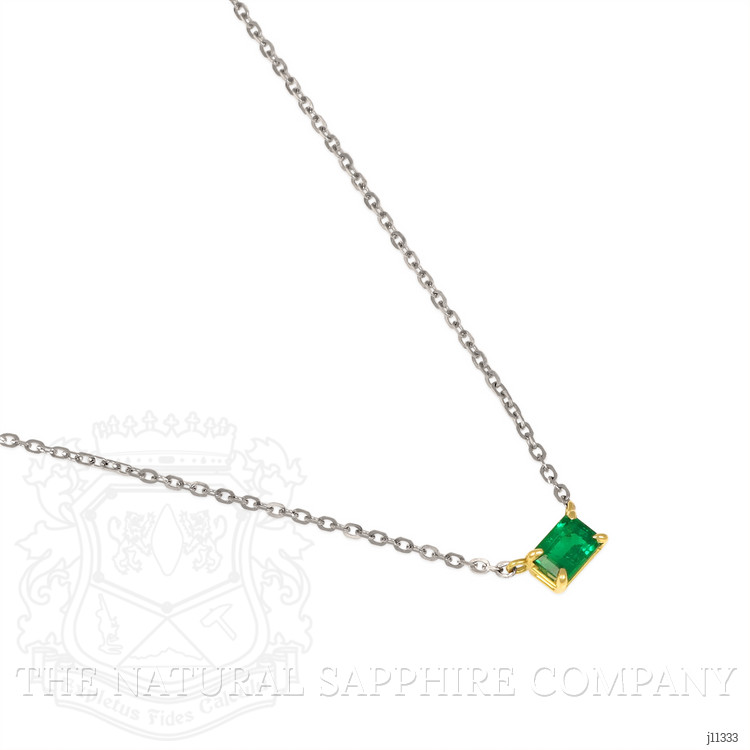 0.53 Ct. Emerald Solitaire Necklace, 14K Yellow Gold