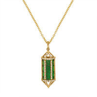 4.07 Ct. Emerald Natural Diamond Pave Pendant, 18K Yellow Gold Video