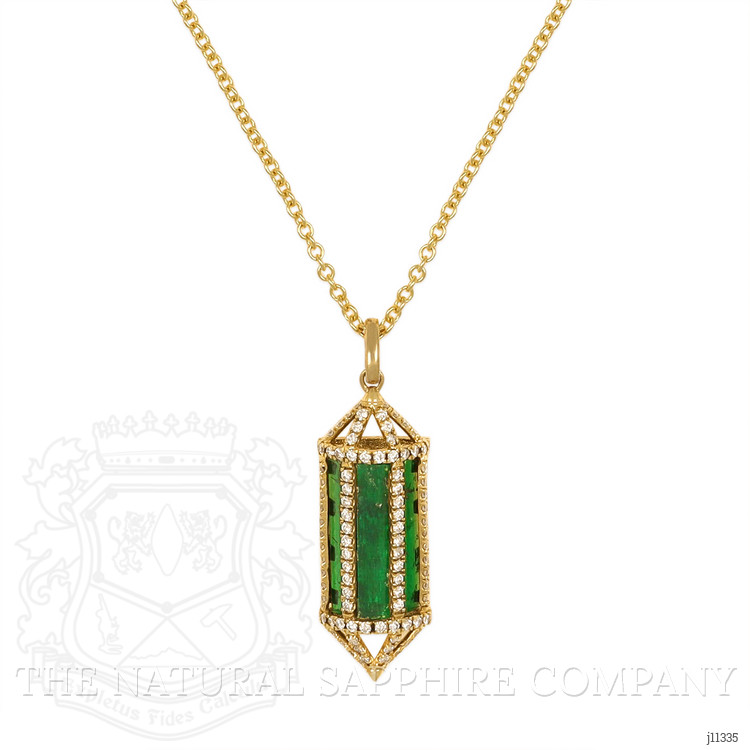 4.07 Ct. Emerald Natural Diamond Pave Pendant, 18K Yellow Gold