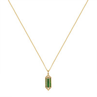 4.07 Ct. Emerald Natural Diamond Pave Pendant, 18K Yellow Gold Image