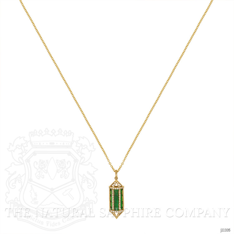 4.07 Ct. Emerald Natural Diamond Pave Pendant, 18K Yellow Gold