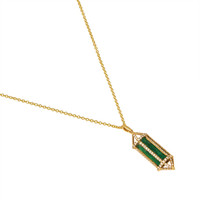 4.07 Ct. Emerald Natural Diamond Pave Pendant, 18K Yellow Gold Image