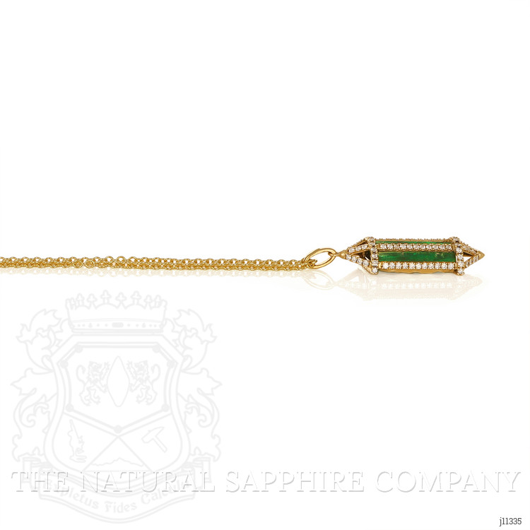4.07 Ct. Emerald Natural Diamond Pave Pendant, 18K Yellow Gold