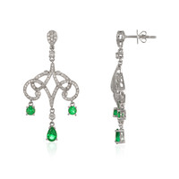 1.35 Ct.Tw. Emerald Natural Diamond Studs Earrings, 18K White Gold Image