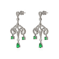 1.35 Ct.Tw. Emerald Natural Diamond Studs Earrings, 18K White Gold Image
