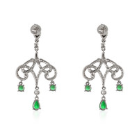 1.35 Ct.Tw. Emerald Natural Diamond Studs Earrings, 18K White Gold Image