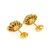 0.73 Ct.Tw. Ruby Natural Diamond Studs Earrings, 14K Yellow Gold Image