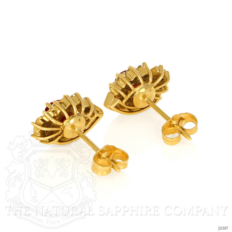 0.73 Ct.Tw. Ruby Natural Diamond Studs Earrings, 14K Yellow Gold