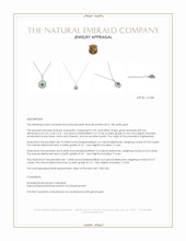 0.78 Ct. Emerald and Natural Diamond Pave Pendant, 18K White Gold Appraisal