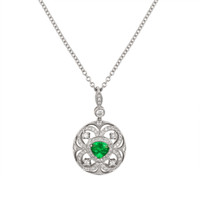 0.78 Ct. Emerald Natural Diamond Pave Pendant, 18K White Gold Video