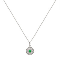 0.78 Ct. Emerald Natural Diamond Pave Pendant, 18K White Gold Image