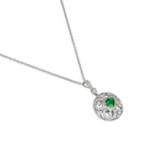 0.78 Ct. Emerald Natural Diamond Pave Pendant, 18K White Gold Image