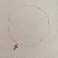 1.41 Ct. Ruby Accent Stones Pendant, 14K Yellow Gold Image