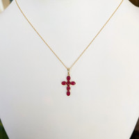 1.41 Ct. Ruby Accent Stones Pendant, 14K Yellow Gold Image