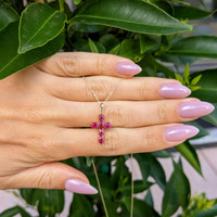 1.41 Ct. Ruby Accent Stones Pendant, 14K Yellow Gold Life Style