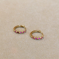 0.31 Ct.Tw. Ruby Bezel Earrings, 14K Yellow Gold Image