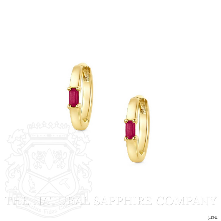 0.13 Ct.Tw. Ruby Halo Earrings, 14K Yellow Gold