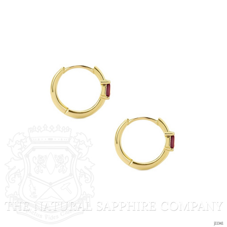 0.13 Ct.Tw. Ruby Halo Earrings, 14K Yellow Gold