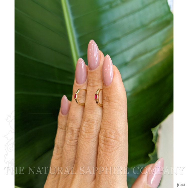 0.13 Ct.Tw. Ruby Halo Earrings, 14K Yellow Gold